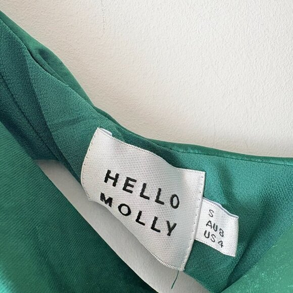 Hello Molly Bar Top Dancing Satin Dress Green Teal Size Small/4 - Picture 7 of 8